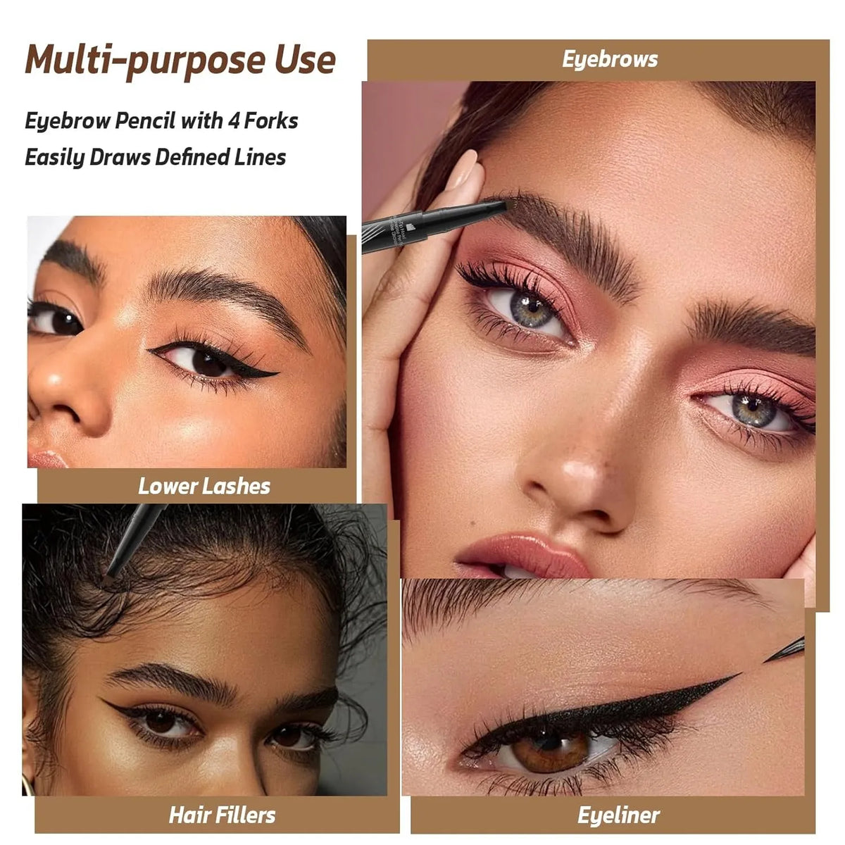 🎉2-in-1 4D Eyebrow Pencil ✅Natural Brow Makeup and Eyelash Line