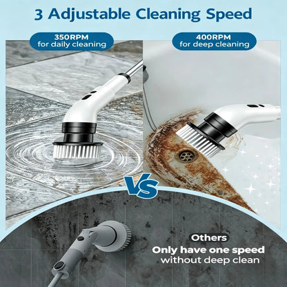 Electric Spin Scrubber With 9 In 1 Brush Heads - Cordless Multi-Surface Cleaning Tool