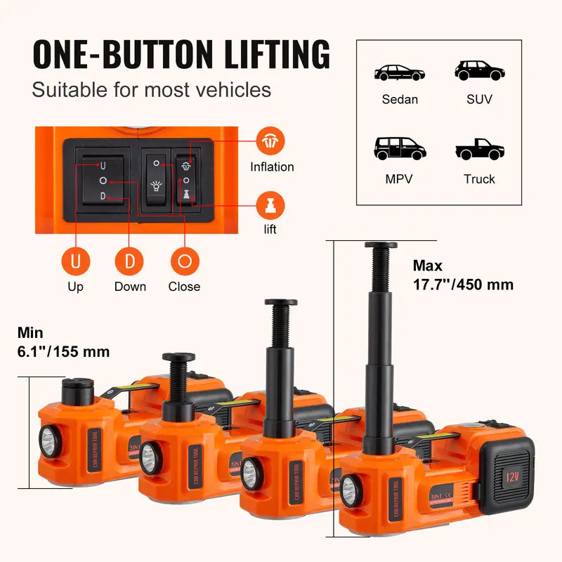 Electric Car Jack, 5 Ton/11023 LBS Hydraulic Car Jack