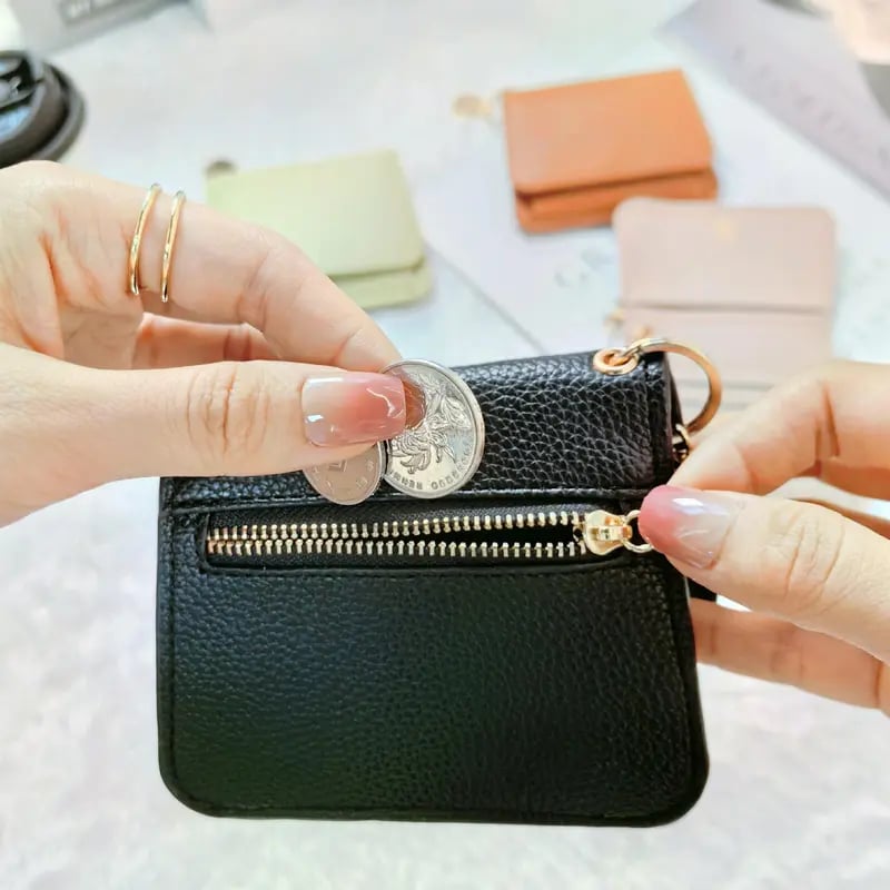 Coins placed inside rear zipper pocket