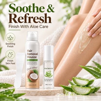 ✨ Gentle 3-Step Hair Removal Mousse and Aloe Gel Care Kit 🌿