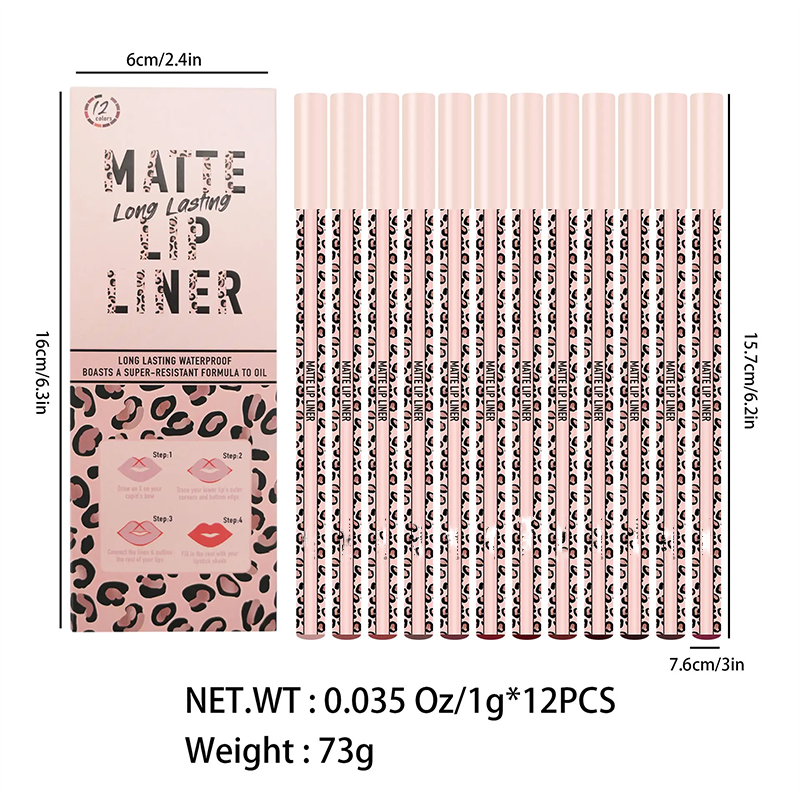 Full 12‑Color Lip Liner Set – Matte High Pigment, Long‑Lasting Non‑Fading 💋
