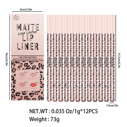 Full 12‑Color Lip Liner Set – Matte High Pigment, Long‑Lasting Non‑Fading 💋