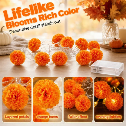 ✨LAST DAY SPECIAL 50% OFF! 🎃Artificial Marigold Flower LED String Lights
