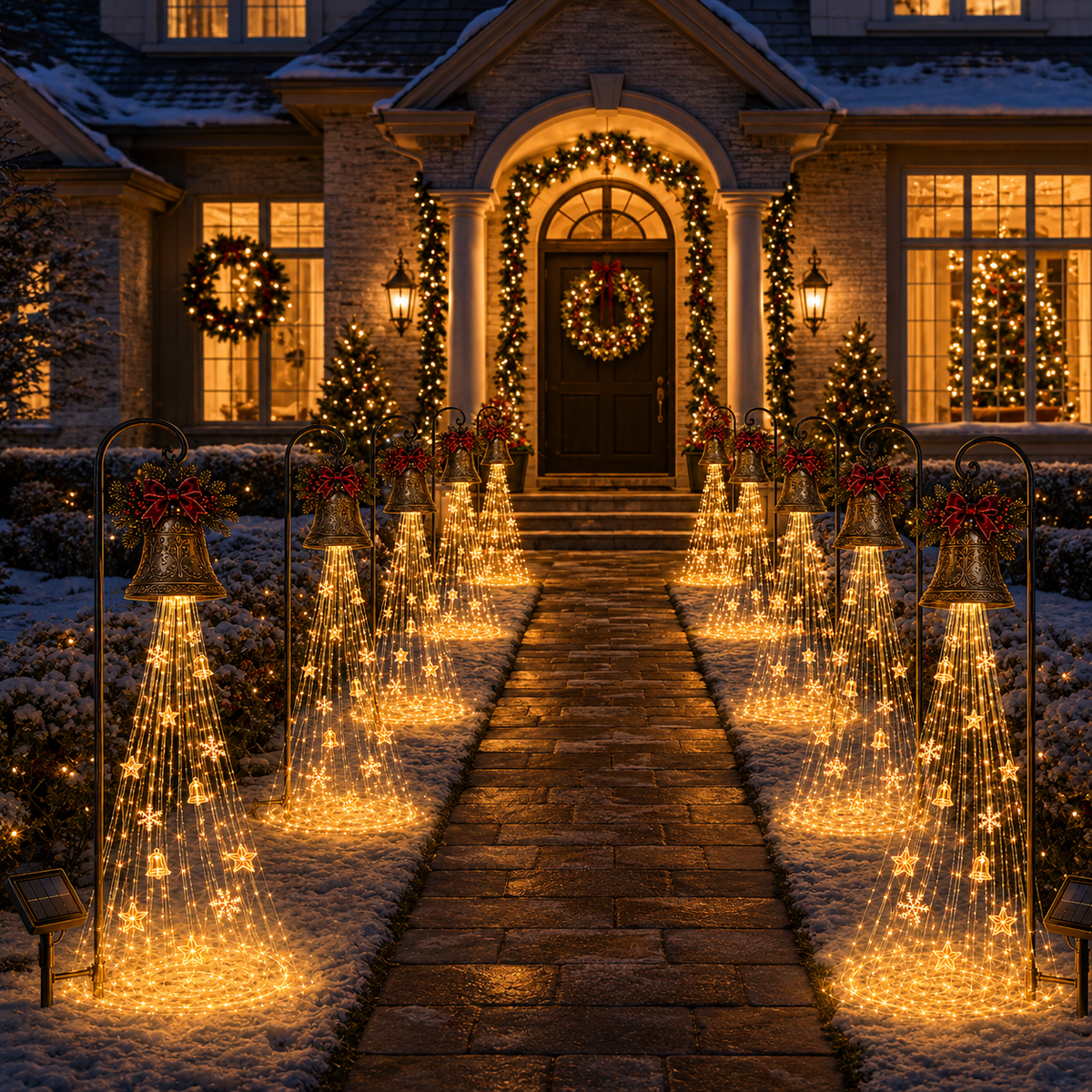 🔥Hot Sale 50% OFF🎄 Christmas Bell Cascade Solar Yard Light✨