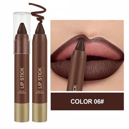 6Pcs/set Mauve Matte Brown Lip Liner and Lipstick Combo Set Kit