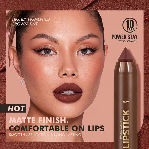 6Pcs/set Mauve Matte Brown Lip Liner and Lipstick Combo Set Kit