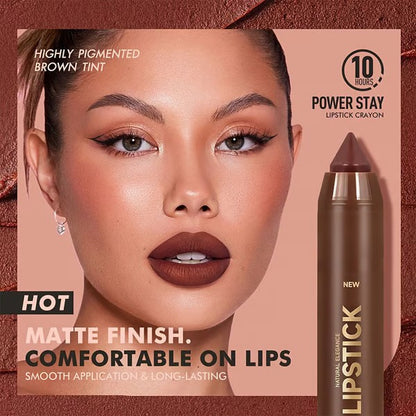 6Pcs/set Mauve Matte Brown Lip Liner and Lipstick Combo Set Kit