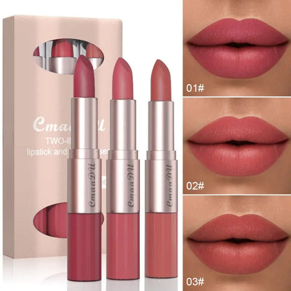 💄 2-in-1 Dual-Ended Lip Set – Matte Color & Glossy Shine, 3-Piece Set