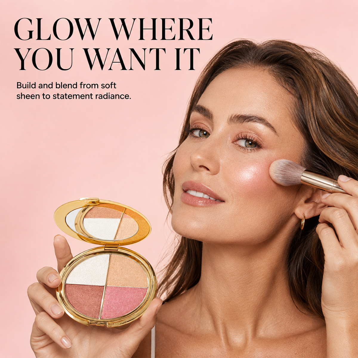 ✨ 4-in-1 Glow Makeup Palette – Highlight, Bronzer, Blush & Eyeshadow in One Compact