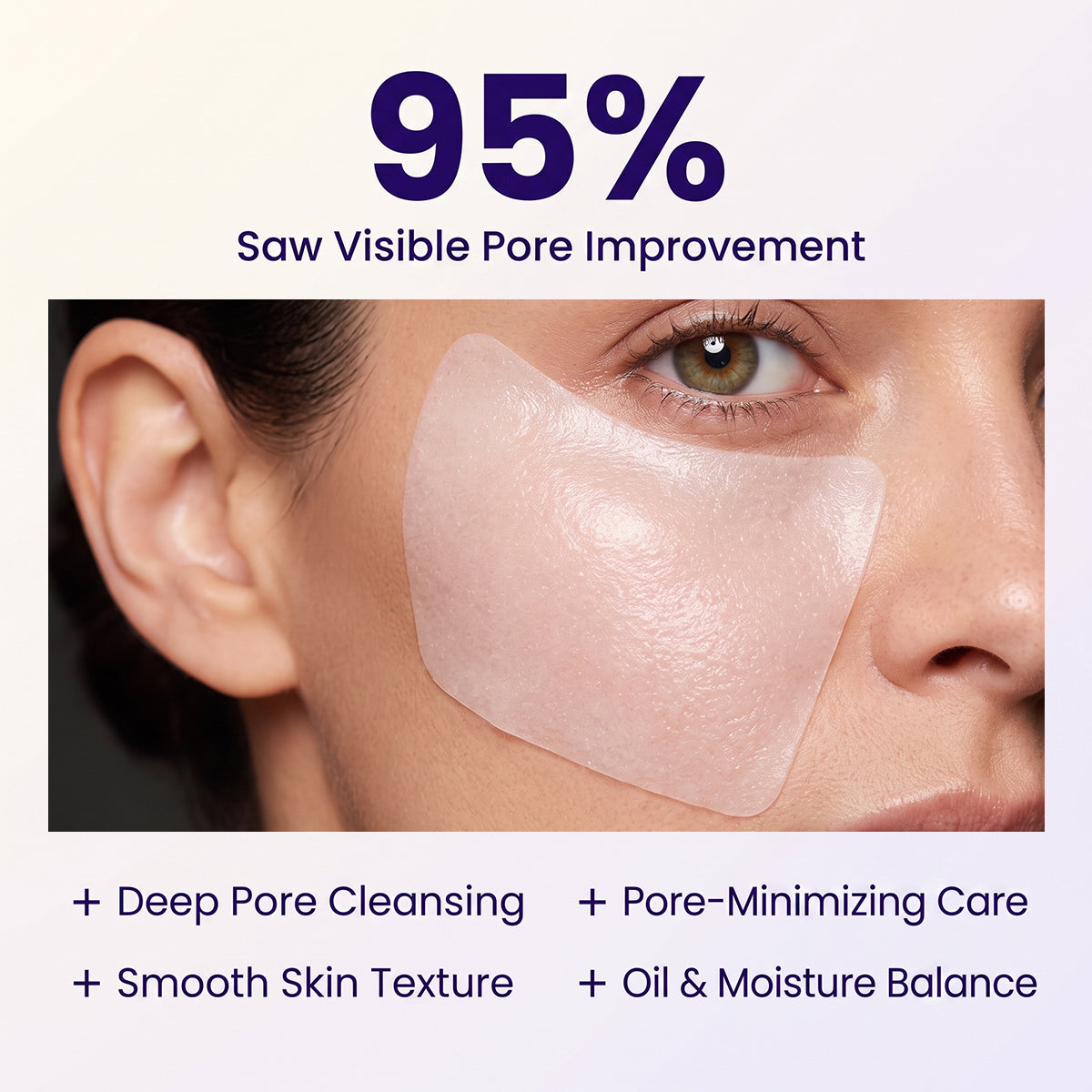 Toner pad placed on cheek for targeted pore care