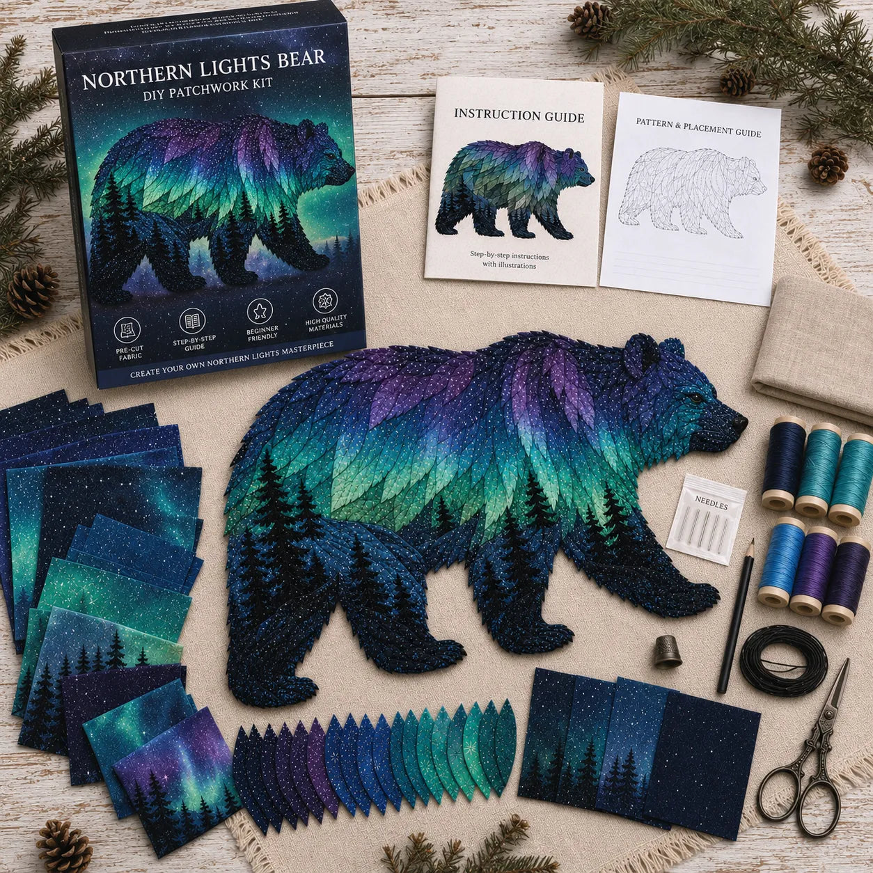 🎁Northern Lights Wildlife DIY Patchwork Kit
