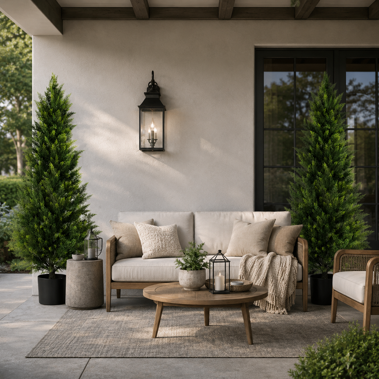 🏆#1 Bestselling🏆--Artificial Cedar And Cypress Wood Courtyard Front Porch Decoration