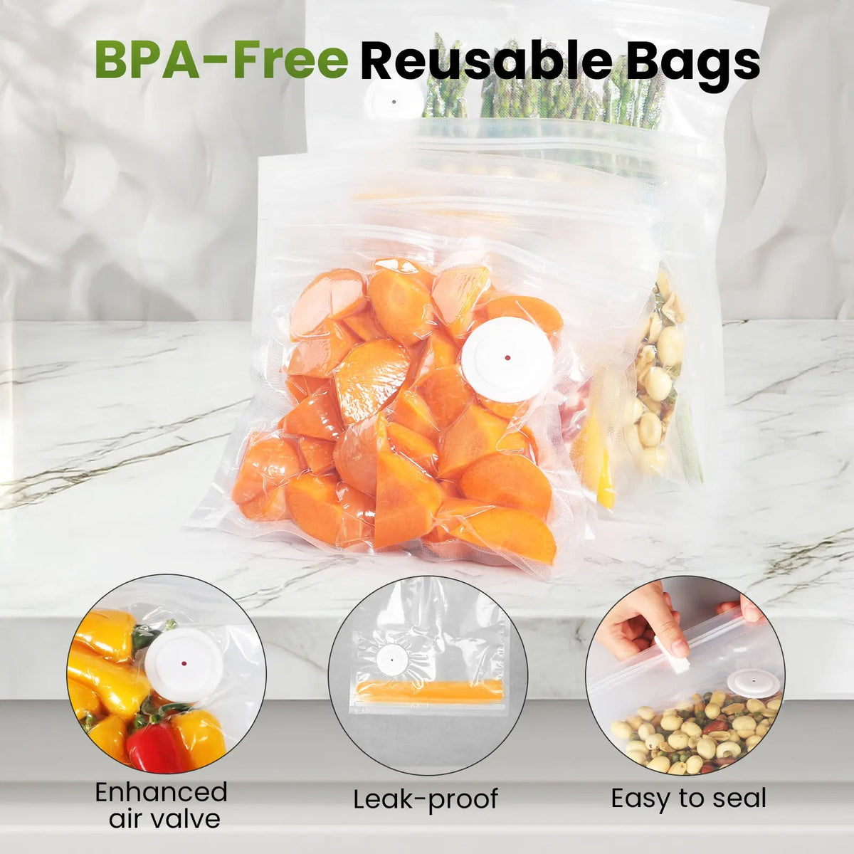 Reusable vacuum sealer bags