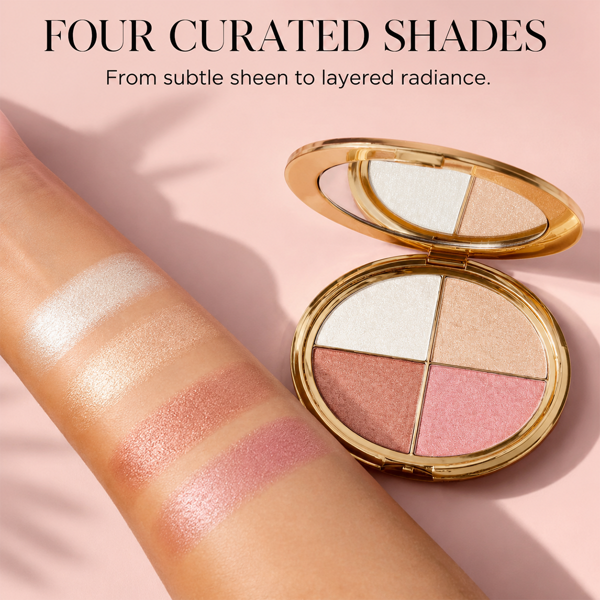 ✨ 4-in-1 Glow Makeup Palette – Highlight, Bronzer, Blush & Eyeshadow in One Compact