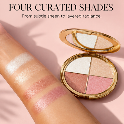 ✨ 4-in-1 Glow Makeup Palette – Highlight, Bronzer, Blush & Eyeshadow in One Compact