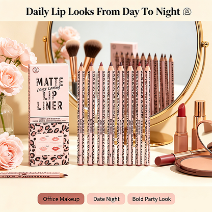 Full 12‑Color Lip Liner Set – Matte High Pigment, Long‑Lasting Non‑Fading 💋