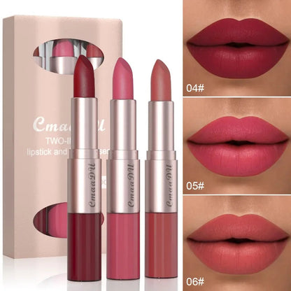 💄 2-in-1 Dual-Ended Lip Set – Matte Color & Glossy Shine, 3-Piece Set