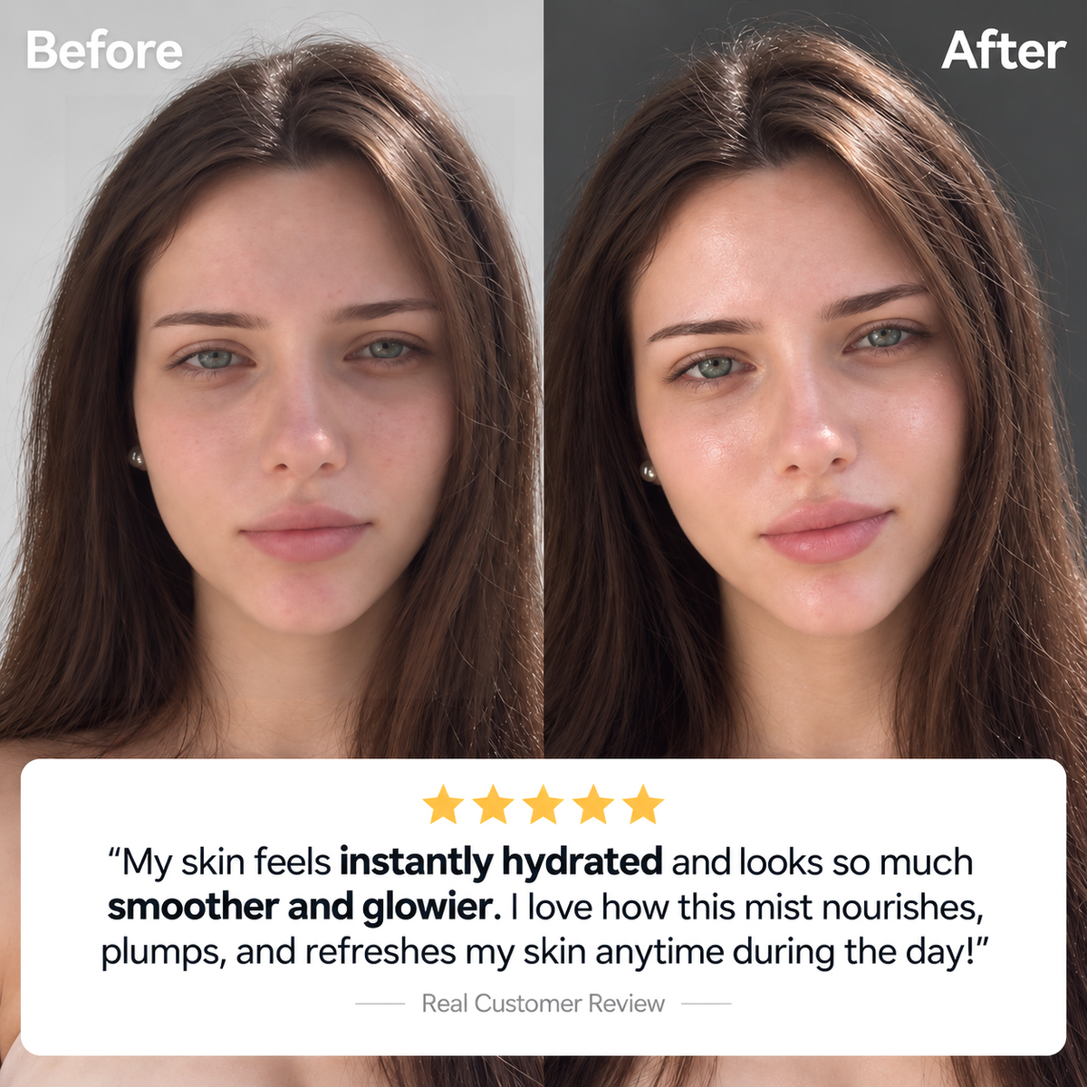 Before and after radiant skin appearance