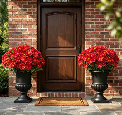 🌼Welcome autumn- Artificial Outdoor Sunset Mums Flowers - UV resistant, Waterproof, Windproof