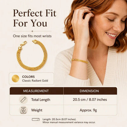 ✨ 14K Gold-Plated Wide Woven Mesh Bracelet – Elegant, Shiny & Timeless