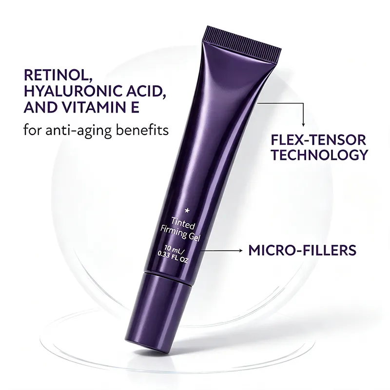 Retinol hyaluronic acid vitamin E and Flex-Tensor technology graphic