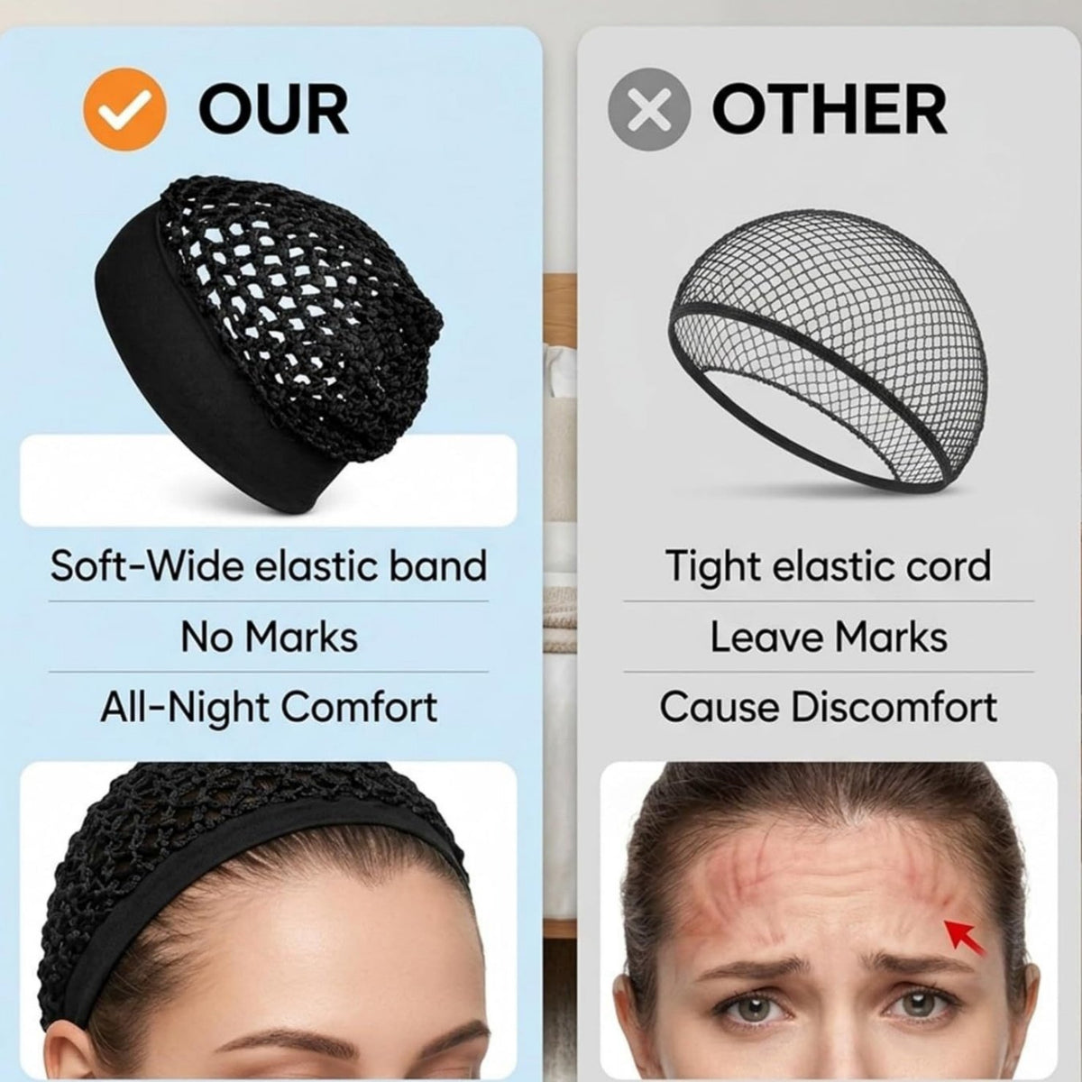 💖Hot 47% OFF🌹🌙 3-Piece Stretchy Wide-Edge Sleeping Cap Set