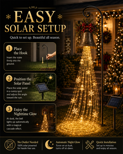 🔥Hot Sale 50% OFF🎄 Christmas Bell Cascade Solar Yard Light✨