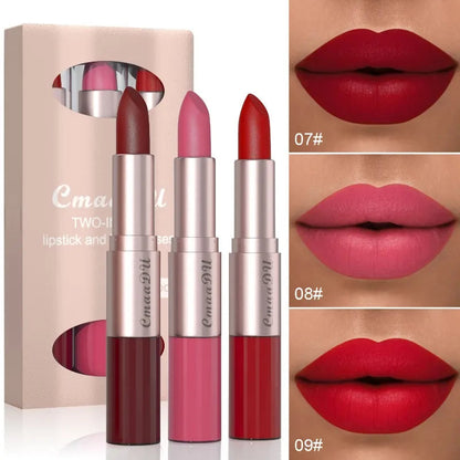 💄 2-in-1 Dual-Ended Lip Set – Matte Color & Glossy Shine, 3-Piece Set