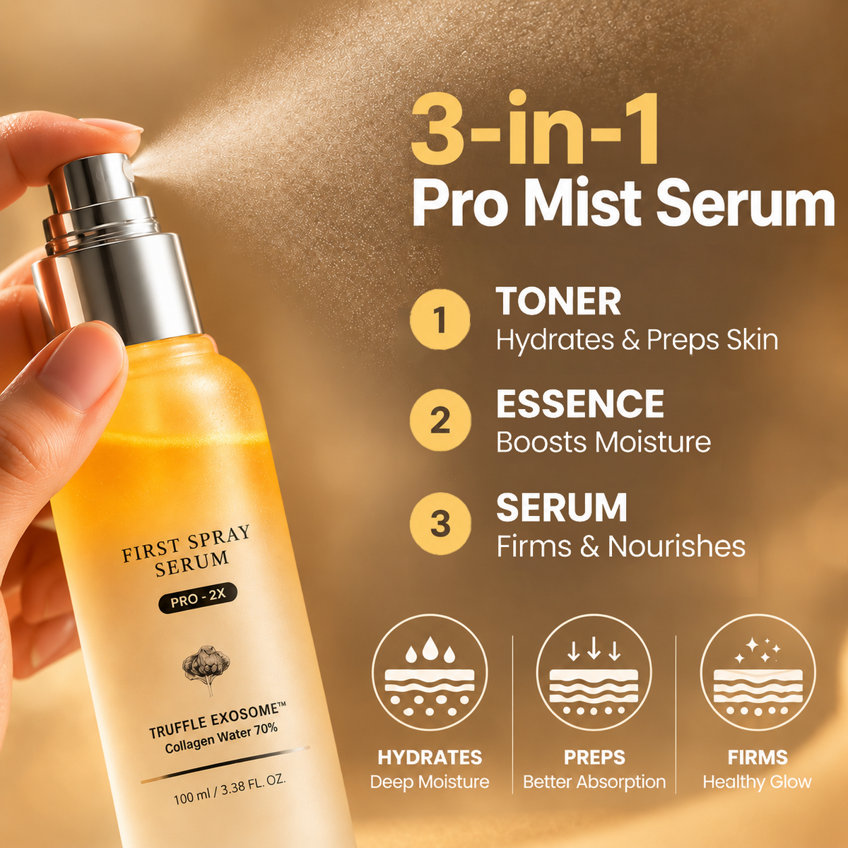 Three in one toner essence and serum spray