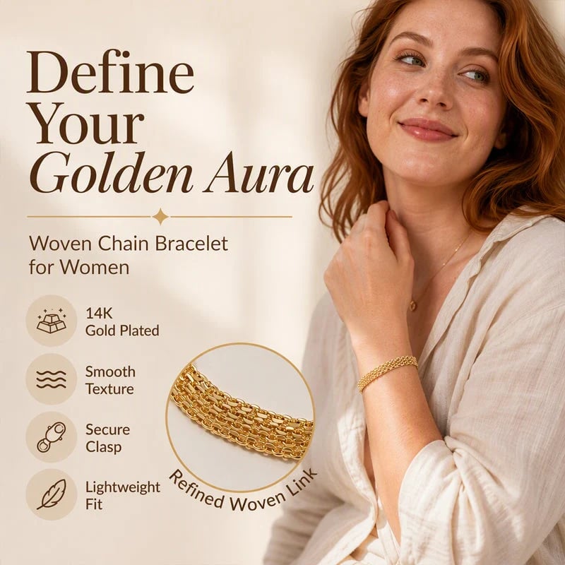 ✨ 14K Gold-Plated Wide Woven Mesh Bracelet – Elegant, Shiny & Timeless