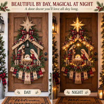 🎄 DIY Lighted Nativity Scene Christmas Decoration Kit | Door Hanging Craft Set – 50% OFF