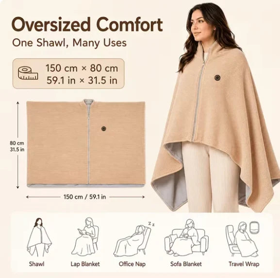 🔥Portable Heated Shawl – Wearable Electric Heating Shawl