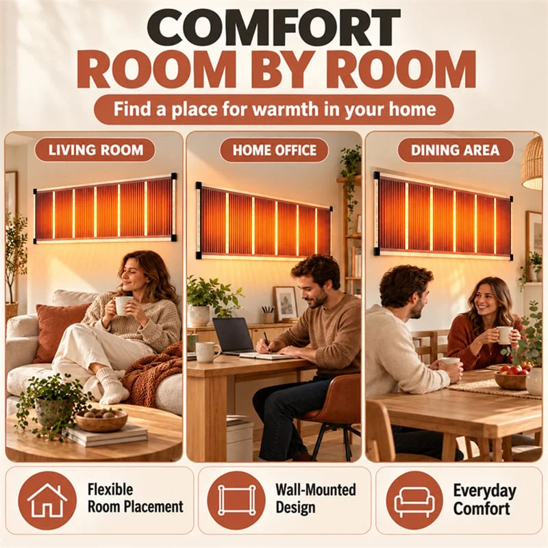 🏠🔥 2026 Upgraded Far-Infrared Ceramic Wall Heater – 3-S Rapid Heating, Energy Efficient,Low Noise & Quiet Comfort