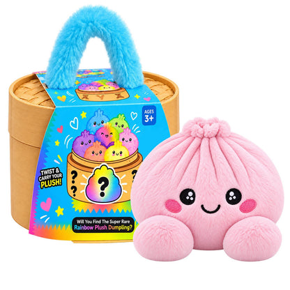 Rainbow Dumpling Plush Squishy with Bamboo-Style Steamer Basket – 8 Adorable Colors, Cute Stuffed Toy & Gift