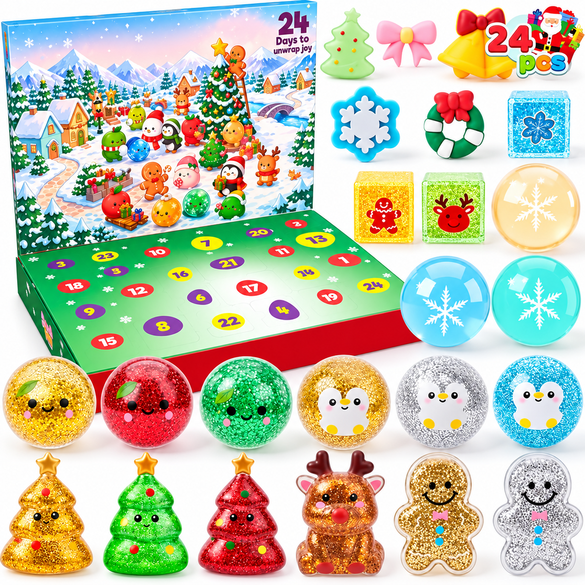 Advent Calendar 2026 Christmas Stress Relief Toy 24PCS Squeeze
