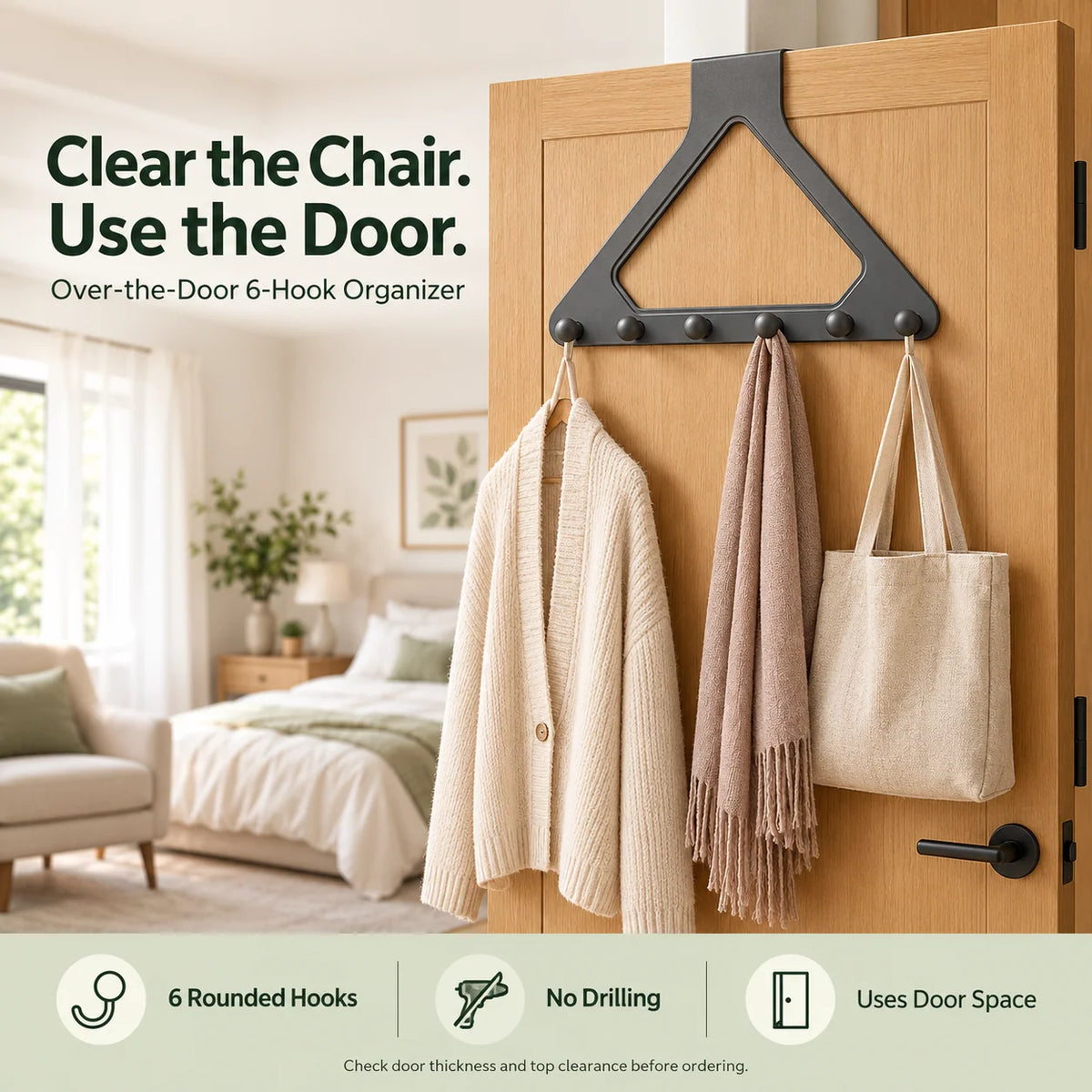 🚪Over the Door Triangle Hanging Organizer No Drill Multi Hook Rack