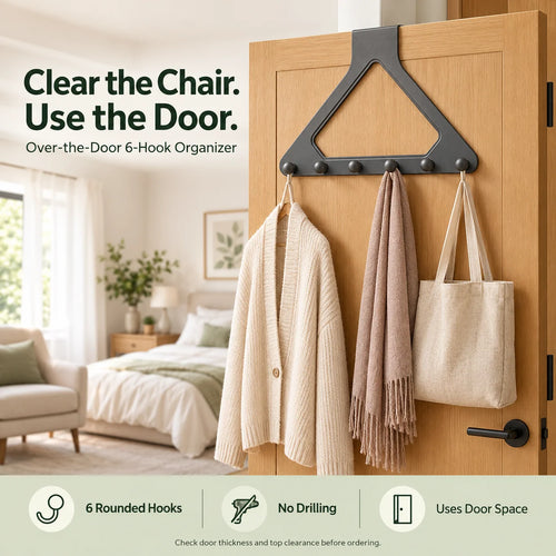 🚪Over the Door Triangle Hanging Organizer No Drill Multi Hook Rack