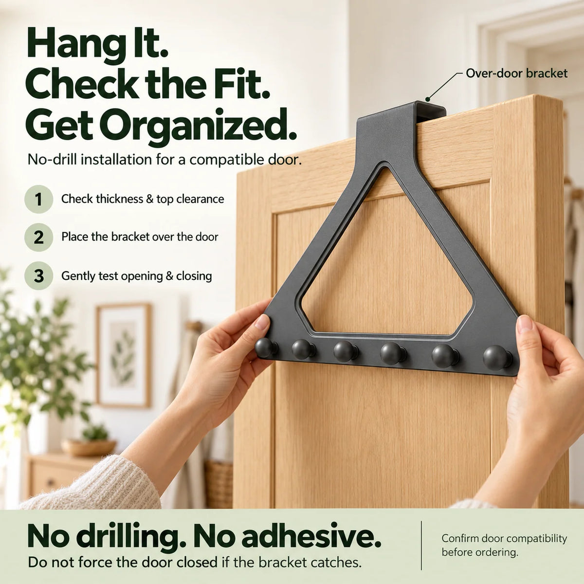 🚪Over the Door Triangle Hanging Organizer No Drill Multi Hook Rack