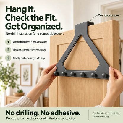 🚪Over the Door Triangle Hanging Organizer No Drill Multi Hook Rack
