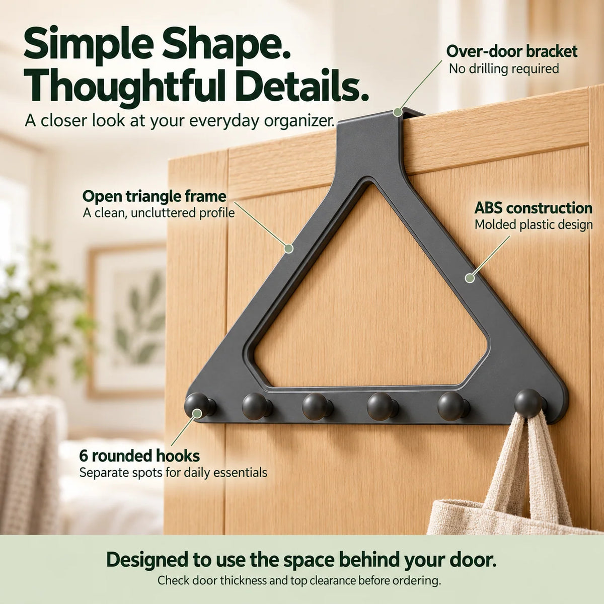 🚪Over the Door Triangle Hanging Organizer No Drill Multi Hook Rack