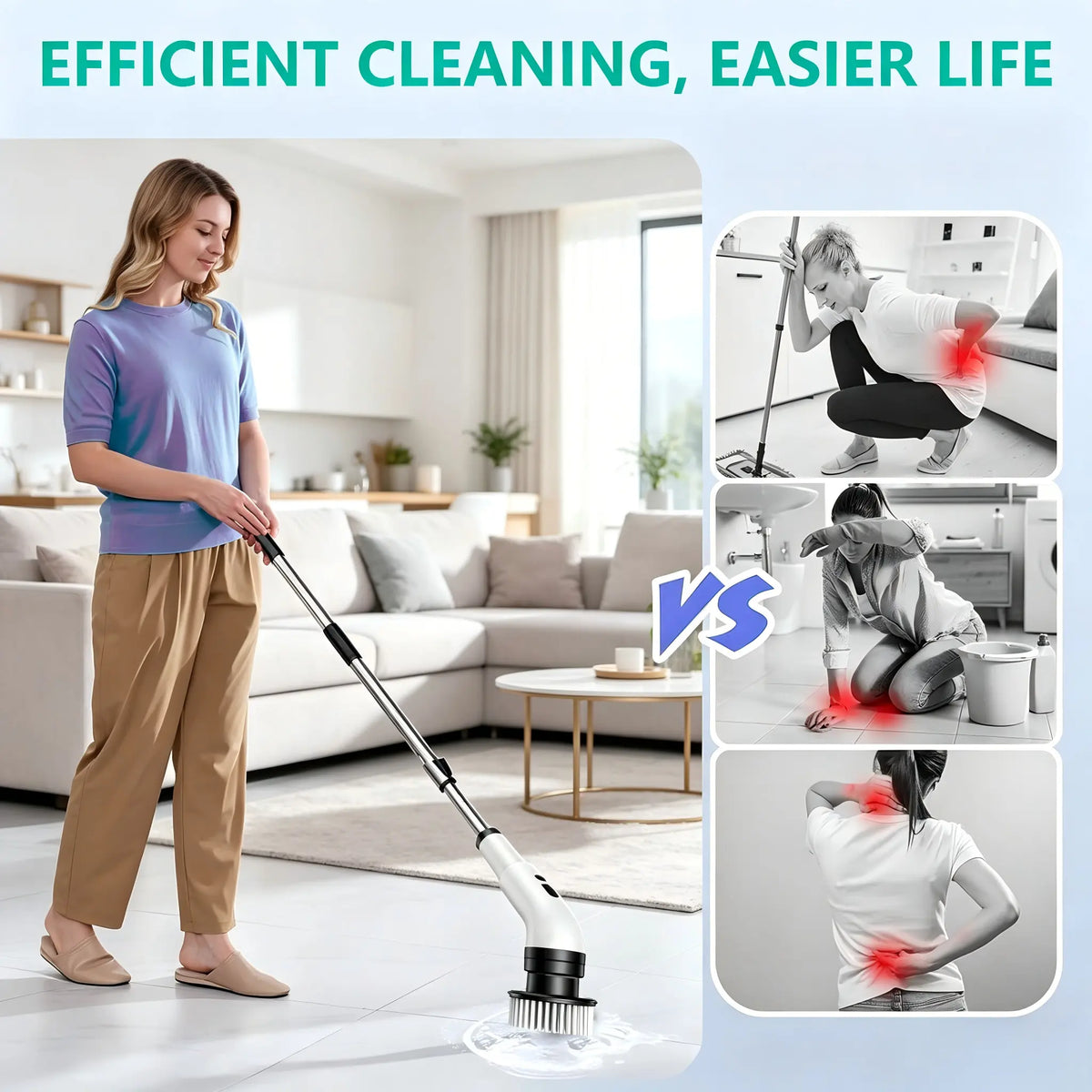 Electric Spin Scrubber With 9 In 1 Brush Heads - Cordless Multi-Surface Cleaning Tool
