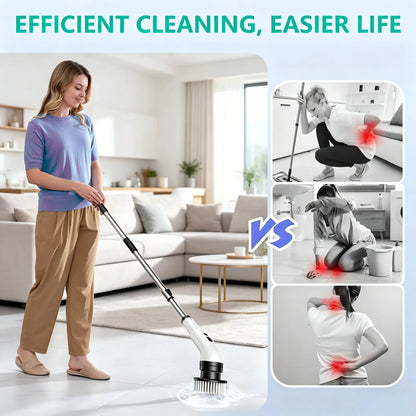 Electric Spin Scrubber With 9 In 1 Brush Heads - Cordless Multi-Surface Cleaning Tool
