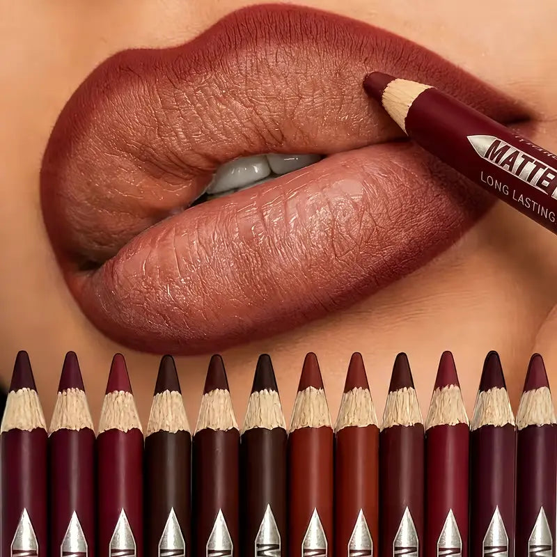 The Black Friday 55% OFF 💋 12-Piece Matte Lip Liner Set — Waterproof & Smudge-Proof ✨
