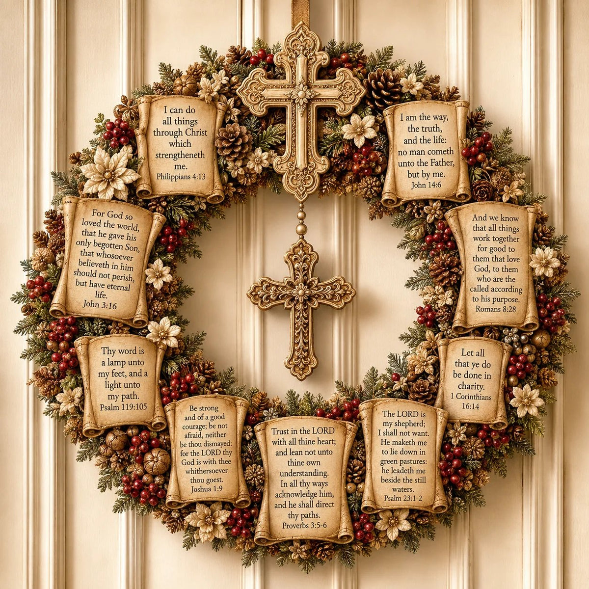 Christian Scripture Wreath Collection – Wood Faith-Inspired Décor