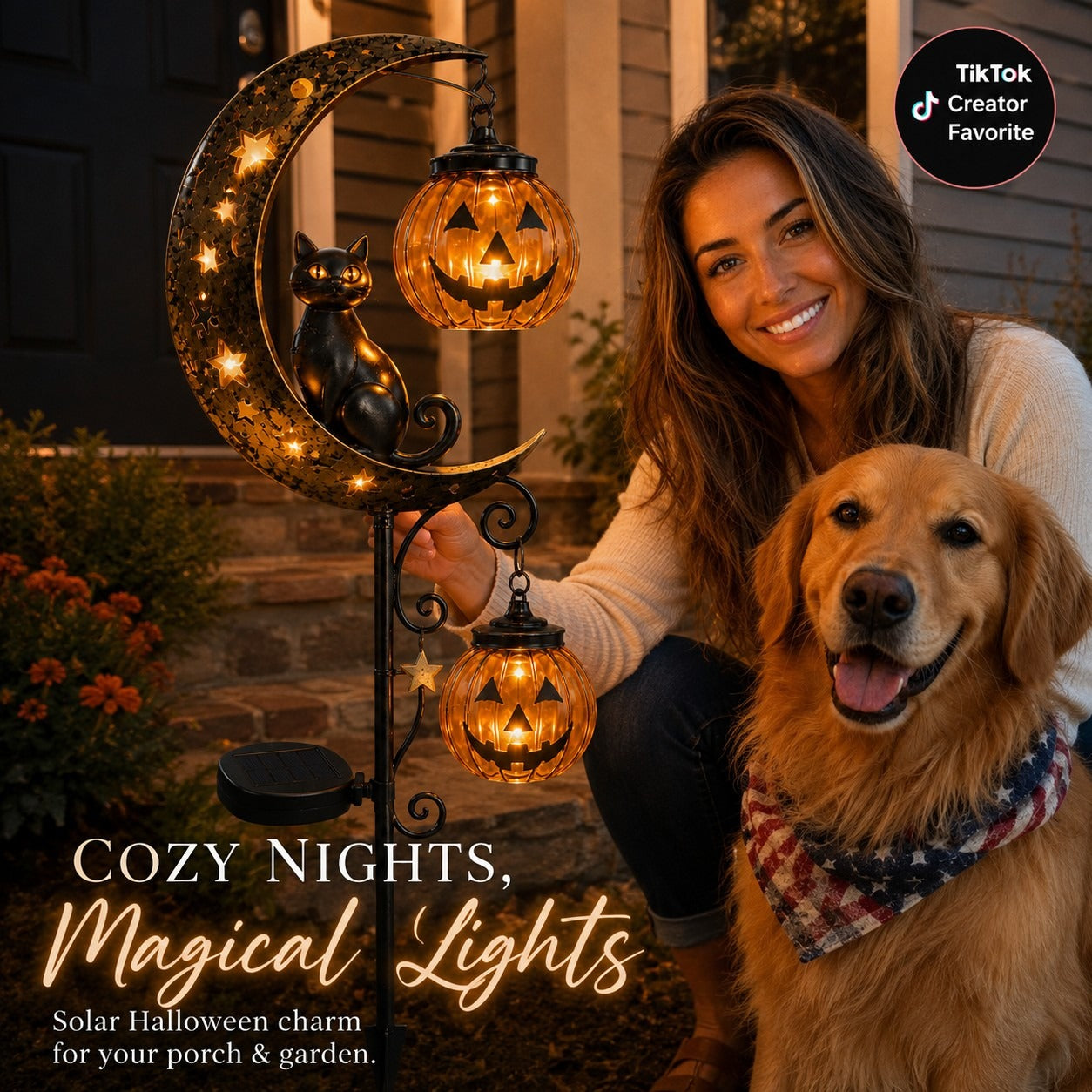 🔥2026🔥70% OFF TODAY 👻 Solar Halloween Garden Stake Light with Black Cat & Pumpkin