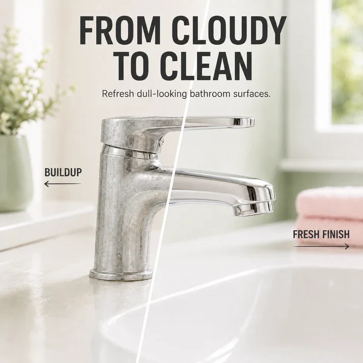 Bathroom Faucet Before and After Cleaning