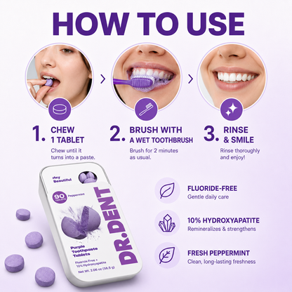 DR.DENT Purple Whitening Toothpaste Tablets – Hydroxyapatite + PAP