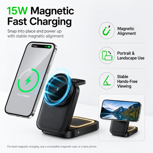 3-in-1 Foldable Magnetic Wireless Charger