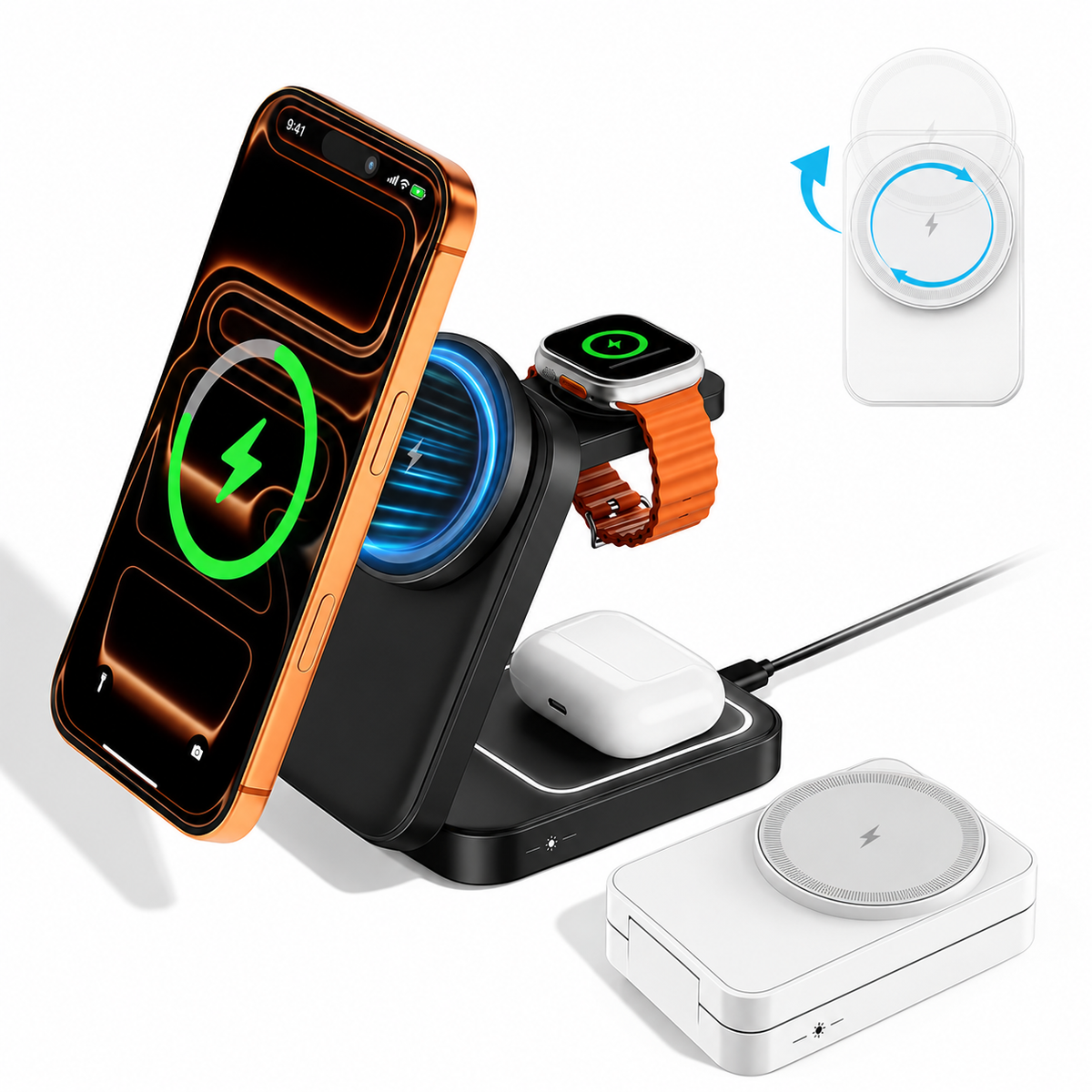 3-in-1 Foldable Magnetic Wireless Charger